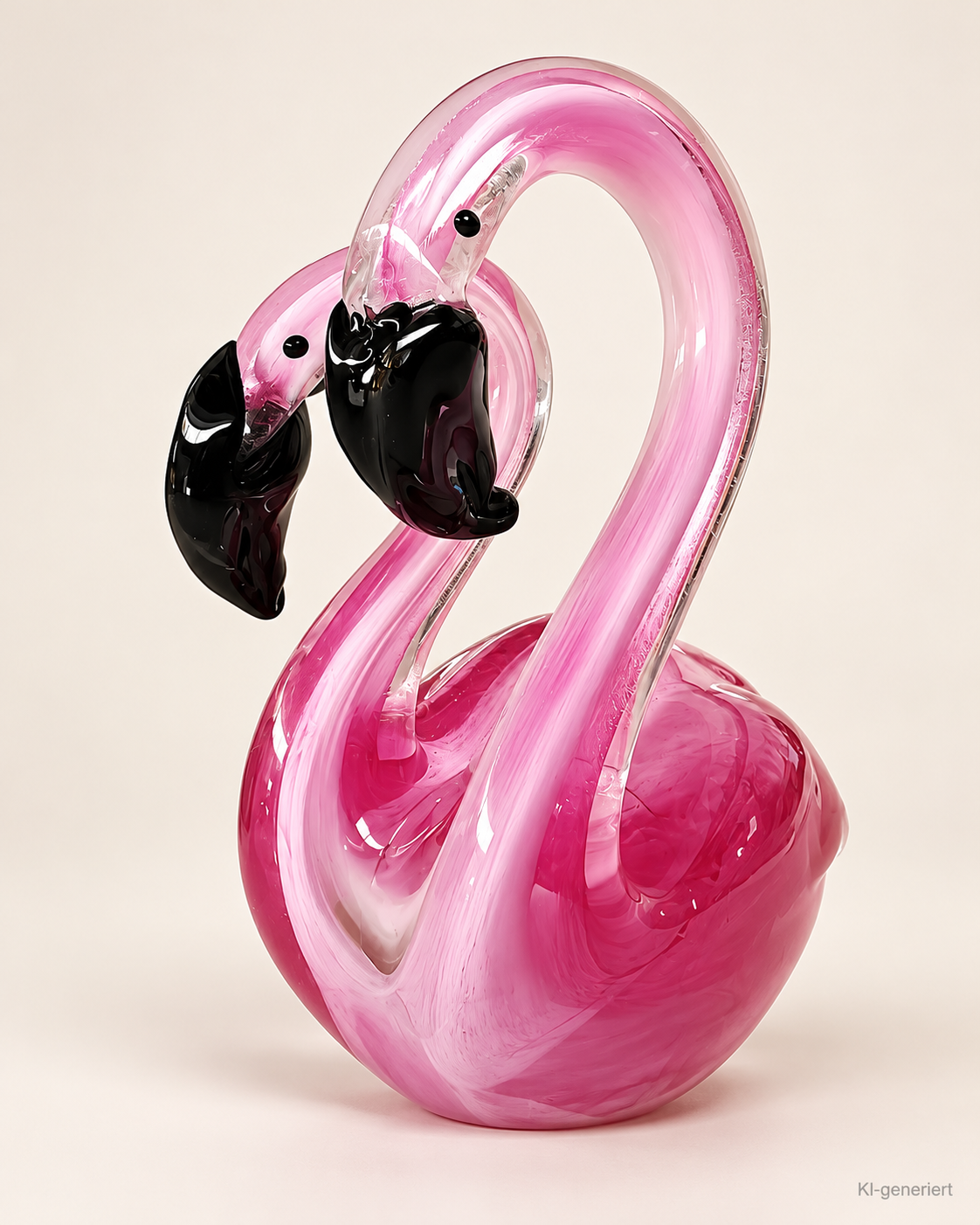 Objets D'Art Flamingo Pärchen Glasfigur Rosa 2 Flamingos Deko Skulptur E7