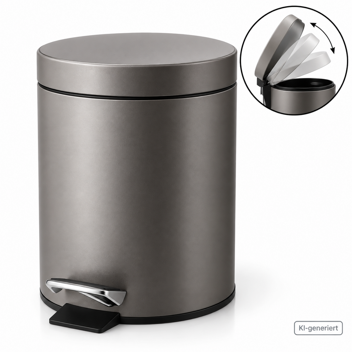 Linsar Kosmetikeimer 3L Grau Tretmülleimer Soft Close Absenkautomatik Bad WC HA6