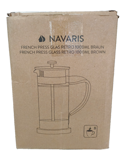 Navaris French Press 1000ml Kaffeebereiter Stempelkanne Edelstahlfilter Tee F3