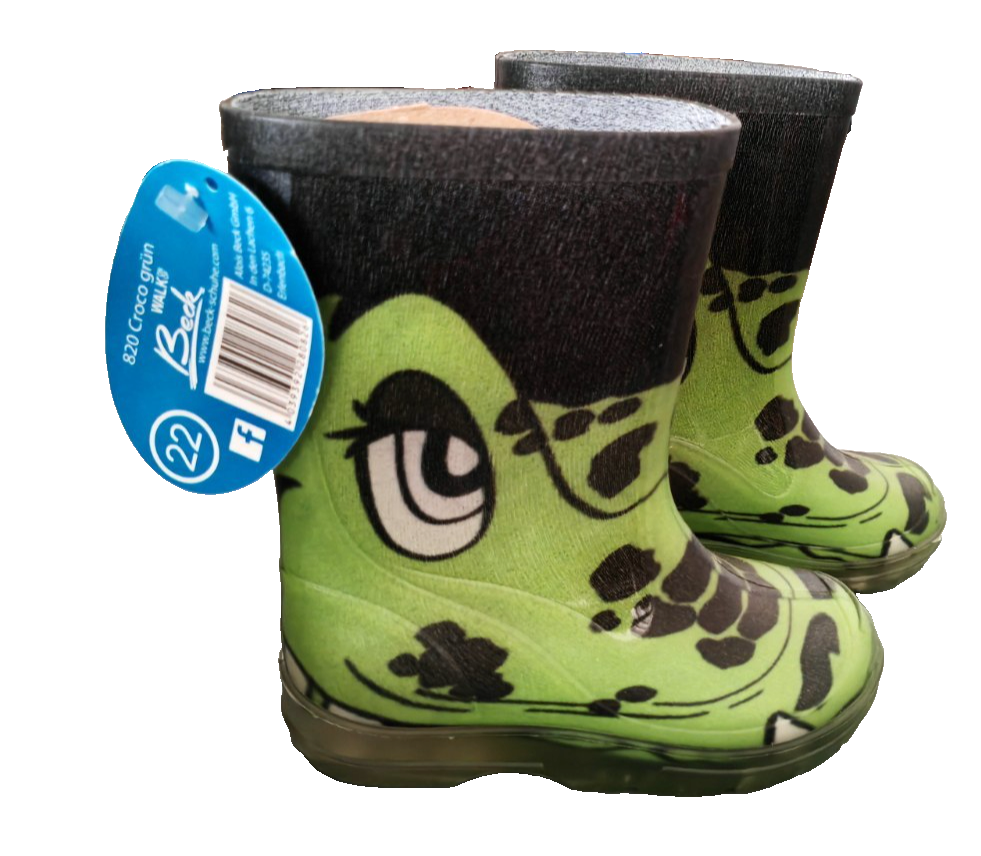 Beck 820 Croco Kinder Gummistiefel Gr. 22 Grün Krokodil Regenstiefel G2