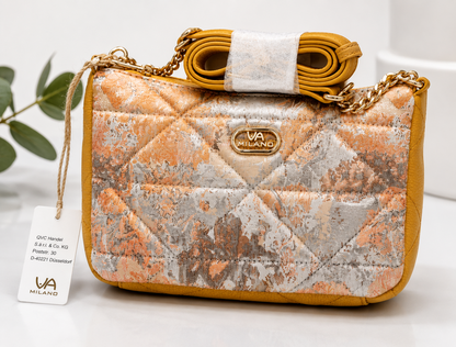 Milano Schultertasche Webmaterial mit echt Leder VM Logo