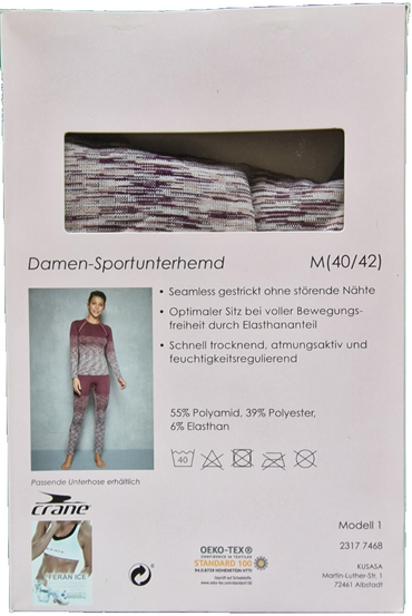 Crane Damen-Sportunterhemd, M(40/42) langarm