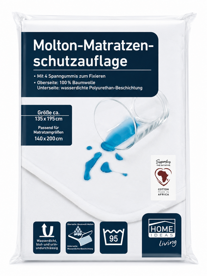 HOME IDEAS Molton Matratzenschoner 140x200 cm Wasserdicht Baumwolle Auflage E5
