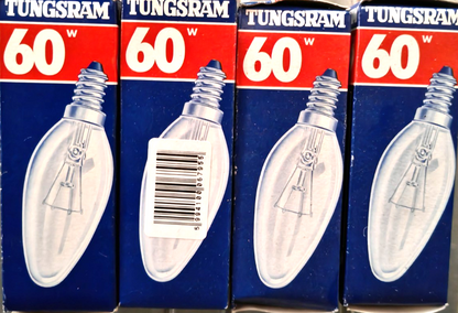 TUNGSRAM 4x Kerzenlampe 60W Klar Glühbirne Kerzenform Glühlampen 660lm Titel H34
