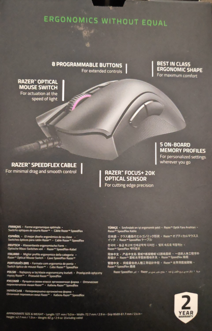 Razer DeathAdder V2 Gaming Maus 20000 DPI RGB Optical USB Ergonomisch Schwarz A6