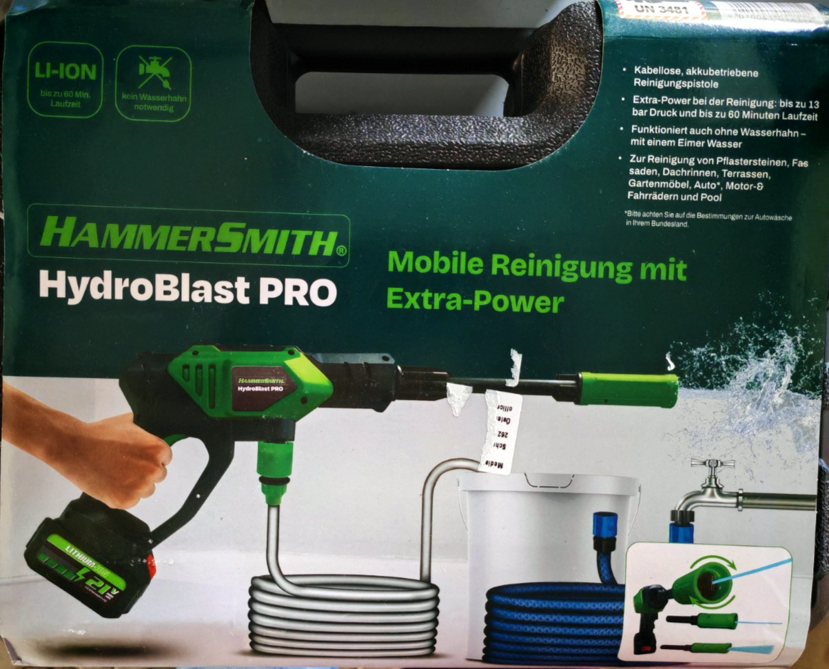 Hammersmith HydroBlast Pro Akku Reinigungspistole 13bar Hochdruckreiniger HA23