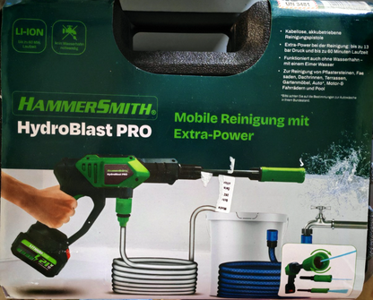 Hammersmith HydroBlast Pro Akku Reinigungspistole 13bar Hochdruckreiniger HA23