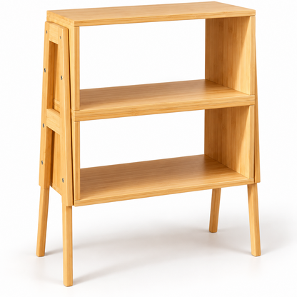 en.casa Bambus Regal Beistelltisch 2 Fächer Holz Standregal Natur