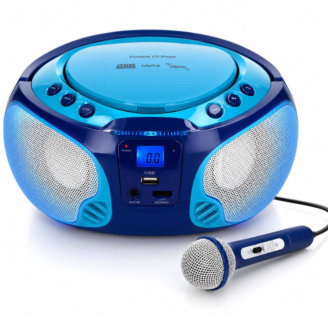 Lenco SCD-650BU CD Player Radio Kinder Boombox USB Mikrofon Tragbar 6W Blau A6