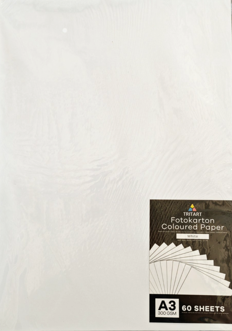 Tritart Fotokarton A3 Weiß 300 g/m² 60 Blatt Bastelkarton Tonkarton Papier A6