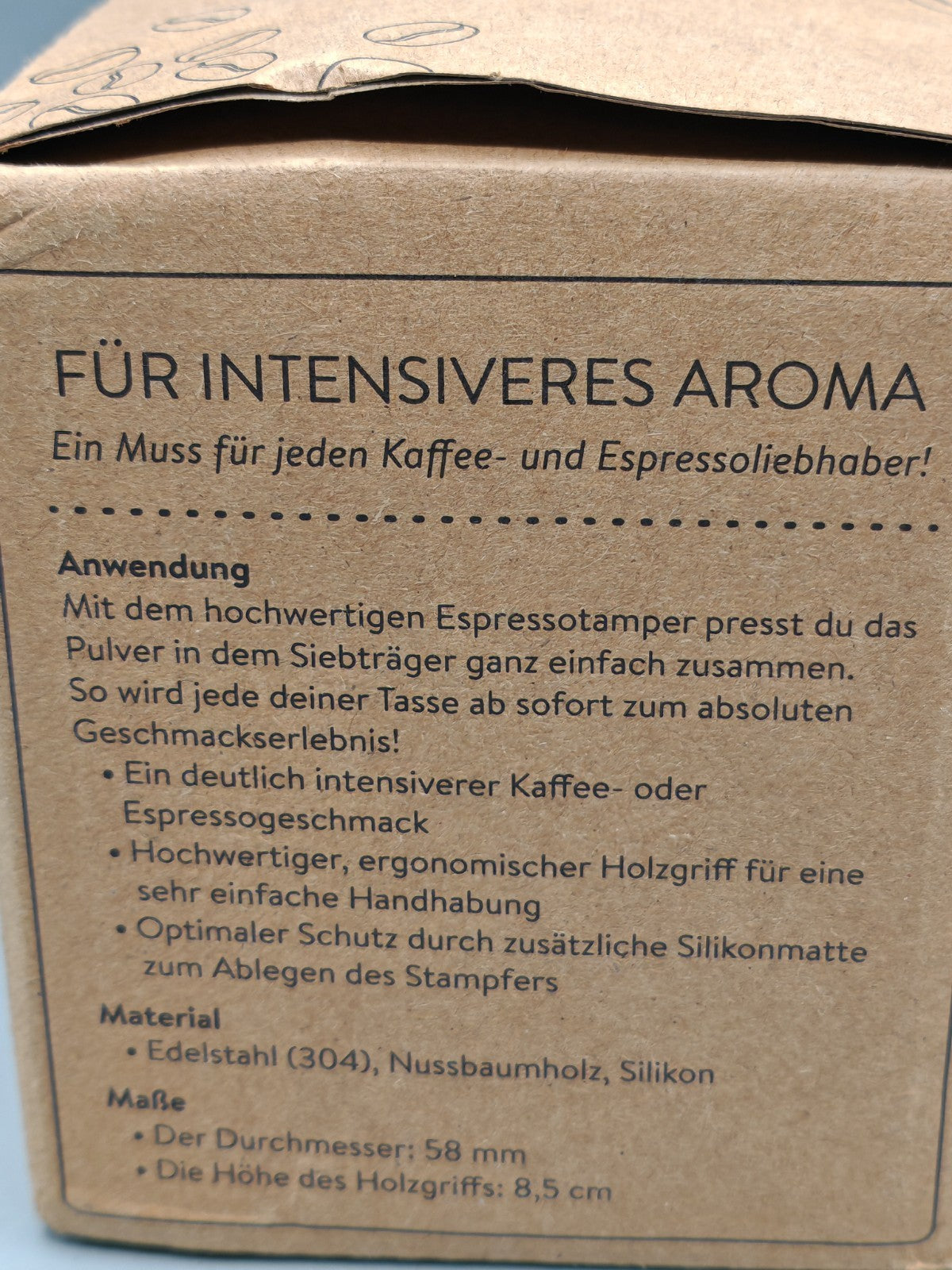 Espresso Tamper 58mm Kaffeestampfer aus Edelstahl