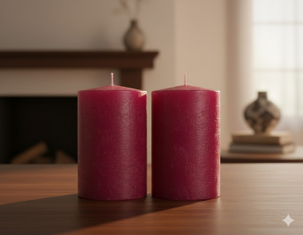 Casa Deko 2er Set Stumpenkerzen Rot – Dekoration, Weihnachten, Ambiente
