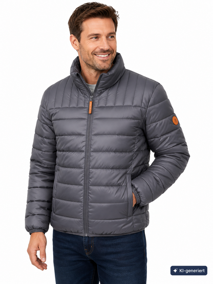 Strandfein Menswear Herren Steppjacke Gr. 56 Grau Kapuze abnehmbar Jacke