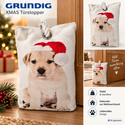 Grundig LED Weihnachts Türstopper Hund 20x14cm Deko Kissen Weihnachten