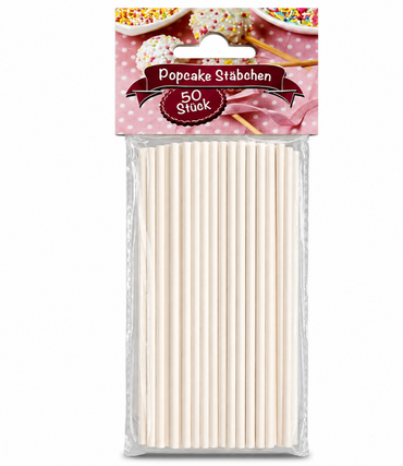 50x Popcake Stäbchen Weiß Cake Pop Stiele Lollipop Sticks Backzubehör Kuchen B4