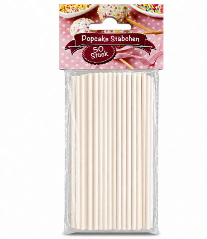 50x Popcake Stäbchen Weiß Cake Pop Stiele Lollipop Sticks Backzubehör Kuchen B4