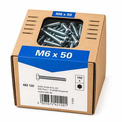 Lux Schlossschrauben verzinkt M6x50mm 100x Sechskant metrisch Gewinde