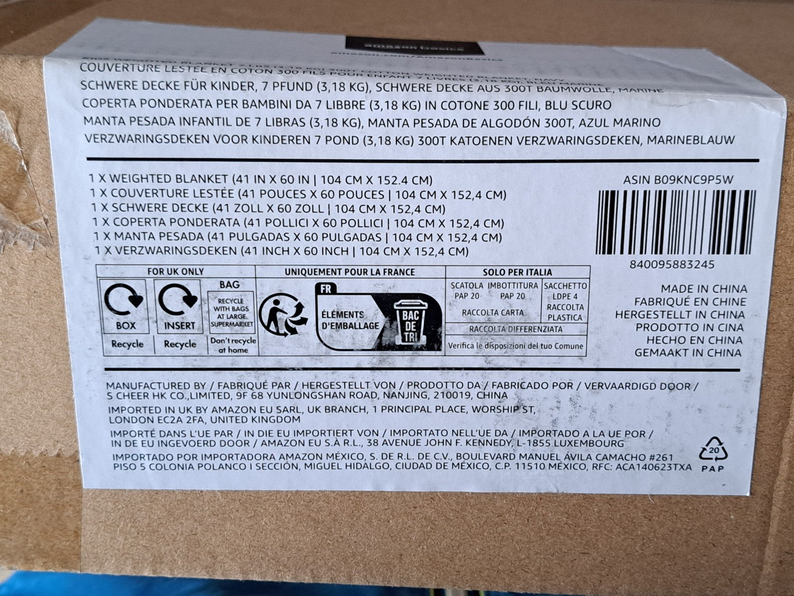 Amazon Basics Gewichtsdecke für Kinder, 3,18 kg, 104 x 152,4 cm