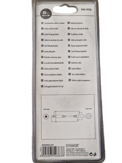 Schwaiger KHA4036 Audio Verlängerungskabel 5m Stereo AUX Kabel