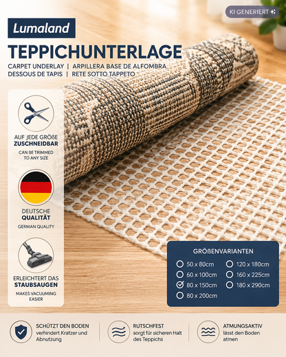 Lumaland Teppichunterlage 80x150cm Beige Antirutschmatte Teppich Rutschschutz E5