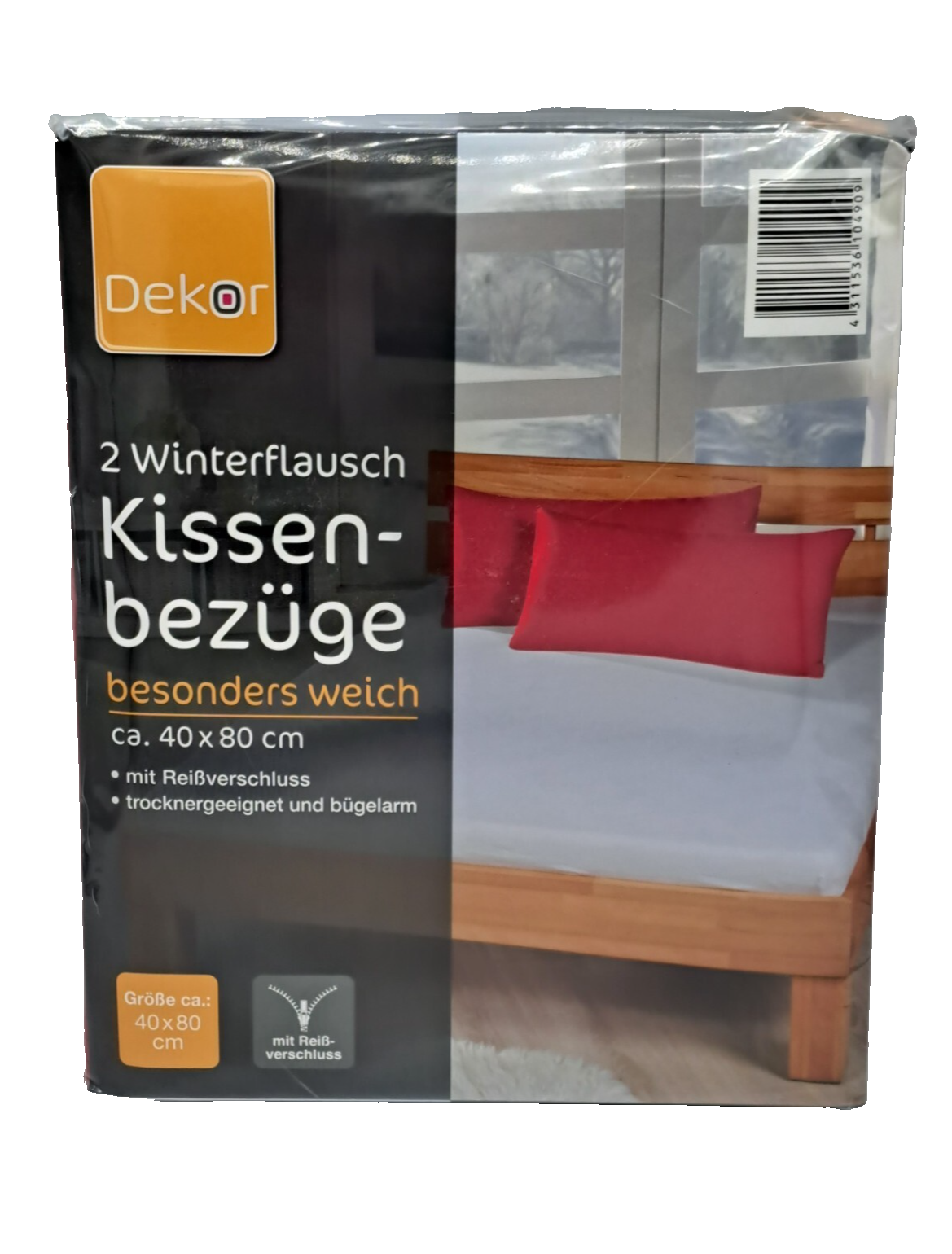 Dekor 2 Winterflausch Kissenbezüge 40x80cm Rot Kissenhüllen Winter Kuschelig E5