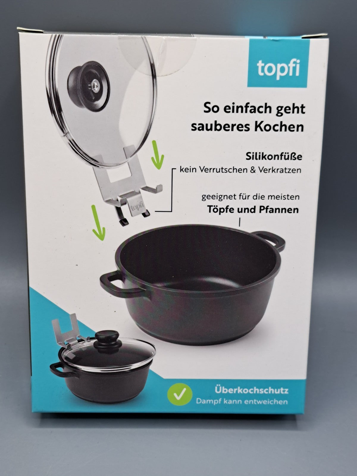 TOPFI-Topfdeckelhalter "Höhle der Löwen" NEU+OVP für Töpfe und Pfannen