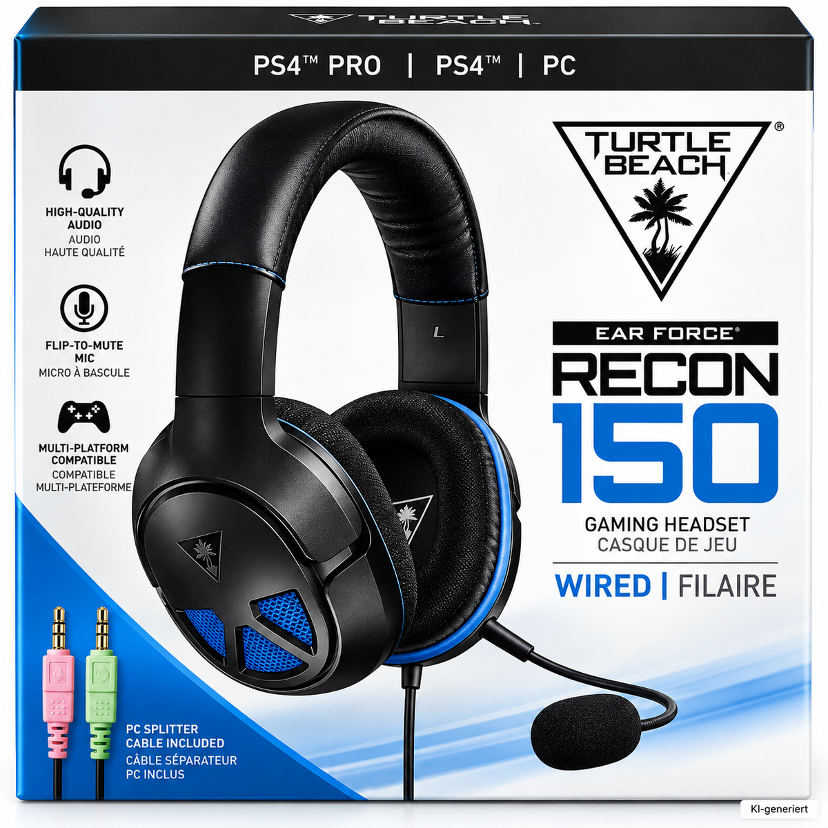 Turtle Beach Recon 150 Gaming Headset PS4 PS4 Pro PC 3,5mm TBS-3320-02 A8