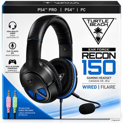 Turtle Beach Recon 150 Gaming Headset PS4 PS4 Pro PC 3,5mm TBS-3320-02 A8