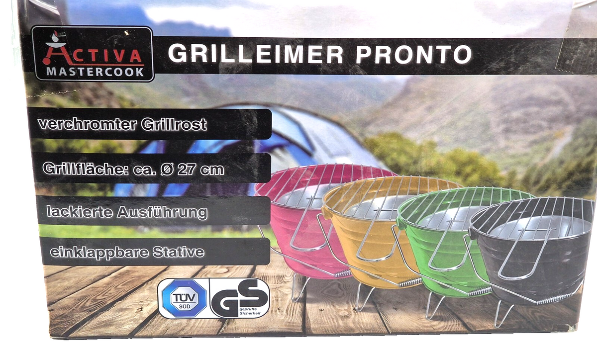 ACTIVA Grilleimer Pronto Schwarz Holzkohlegrill Camping BBQ 27 cm HA22