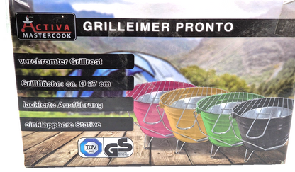ACTIVA Grilleimer Pronto Schwarz Holzkohlegrill Camping BBQ 27 cm HA22
