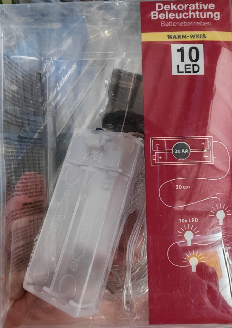 LED Lichterkette 10 Sterne Warmweiß Batteriebetrieben Weihnachtsdeko 2x AA HA34