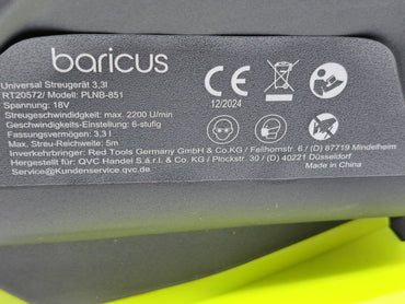 Baricus 18V Universal Streugerät 3,3L | Handstreuer Salz Dünger Saat | Solo