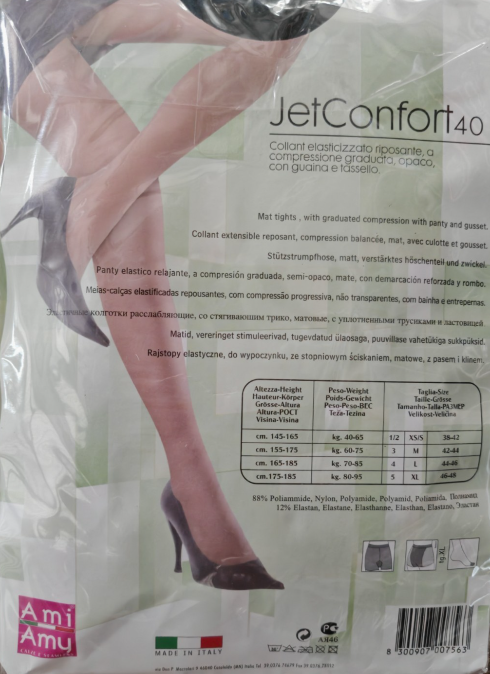 Ami Amy Jet Confort 40 Stützstrumpfhose Schwarz 40 DEN Gr. 38-42 Italy G3