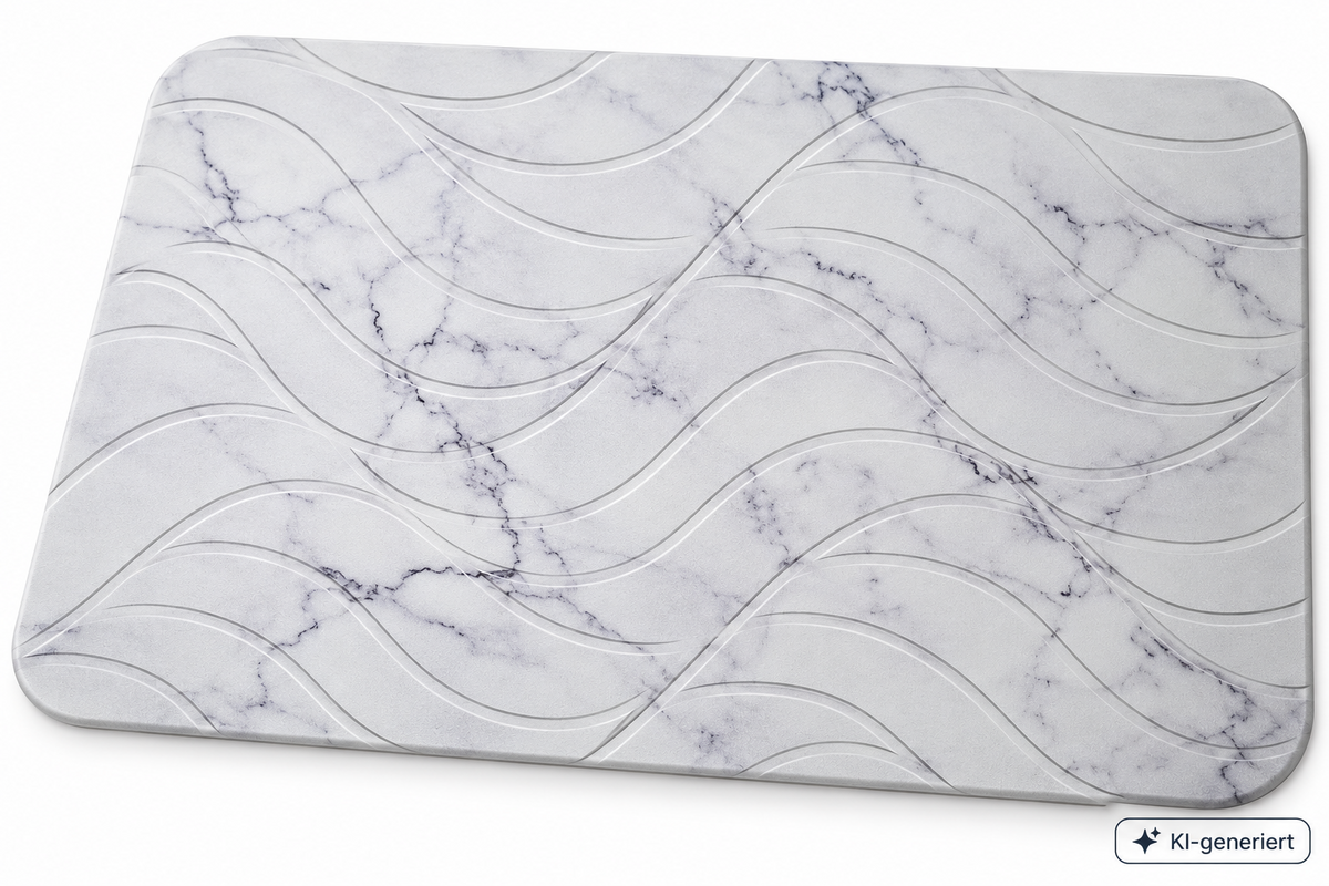 Navaris Stein Badematte 60x39 cm Kieselgur Weiß Marmoroptik Schnell Trocknend