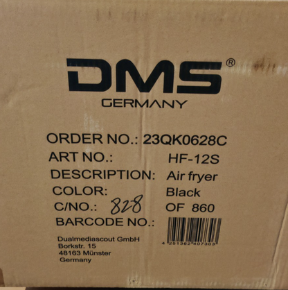 DMS XXXL 12L Heißluftfritteuse 1800W | Backofen Grill Drehspieß fettfrei