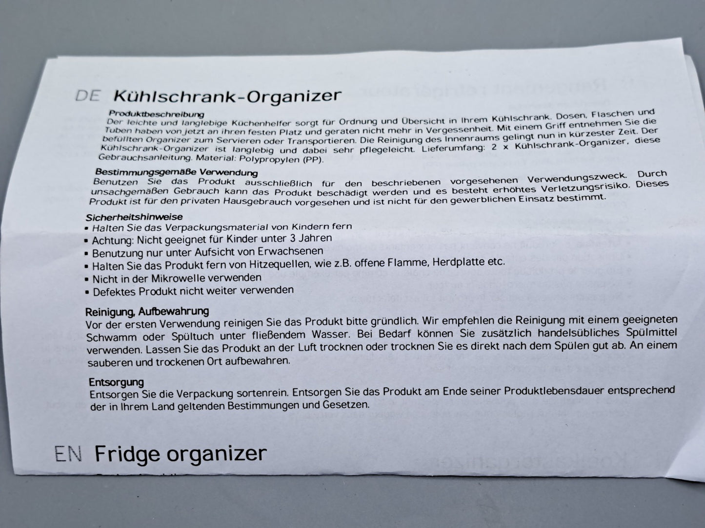Kühlschrank-Organizer, 2er Set, Flaschen/Tuben