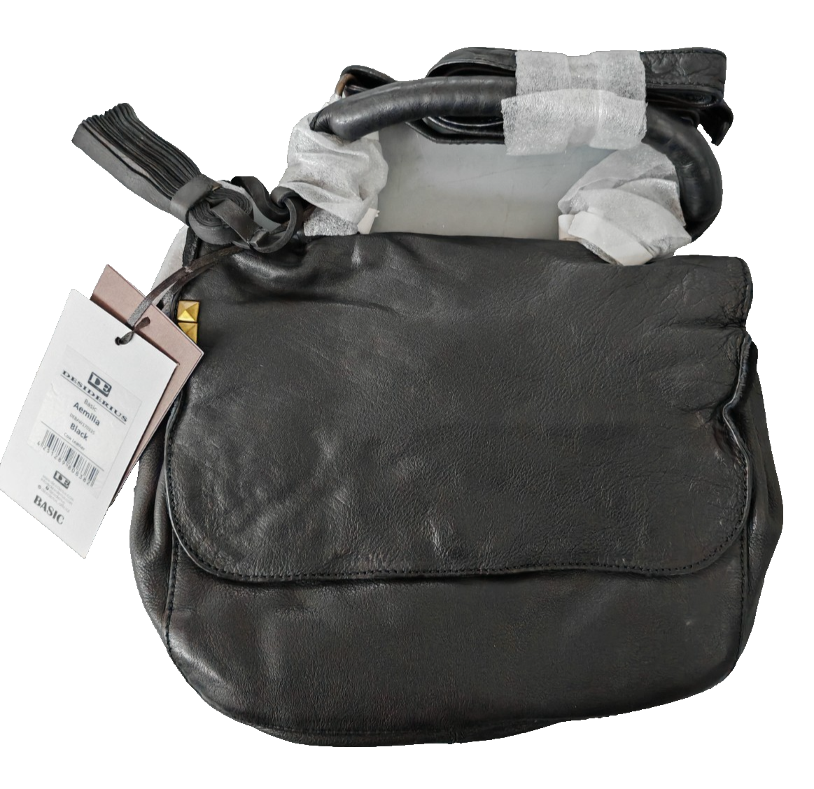 Desiderius Aemilia Damen Ledertasche Schwarz Echtleder Umhängetasche Vintage H2