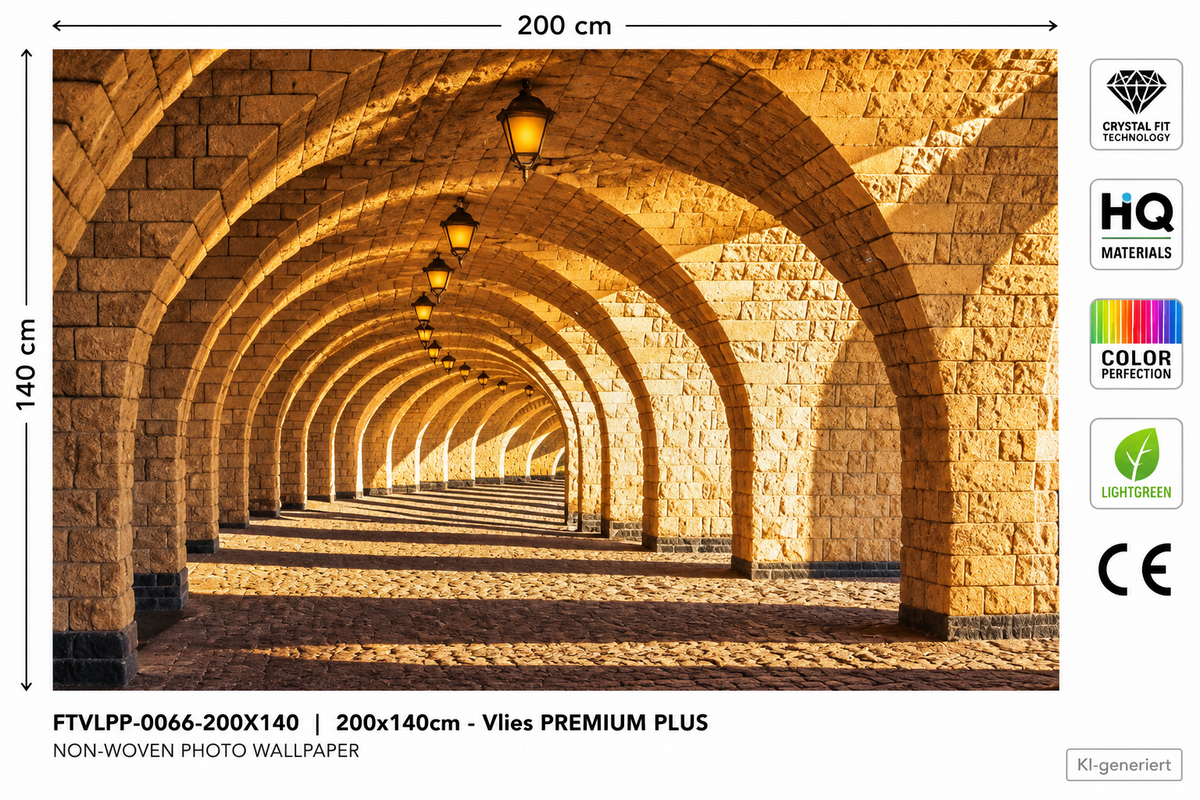enmKi Fototapete Arkaden Steingang 200x140cm Vlies Tapete Premium Plus E2