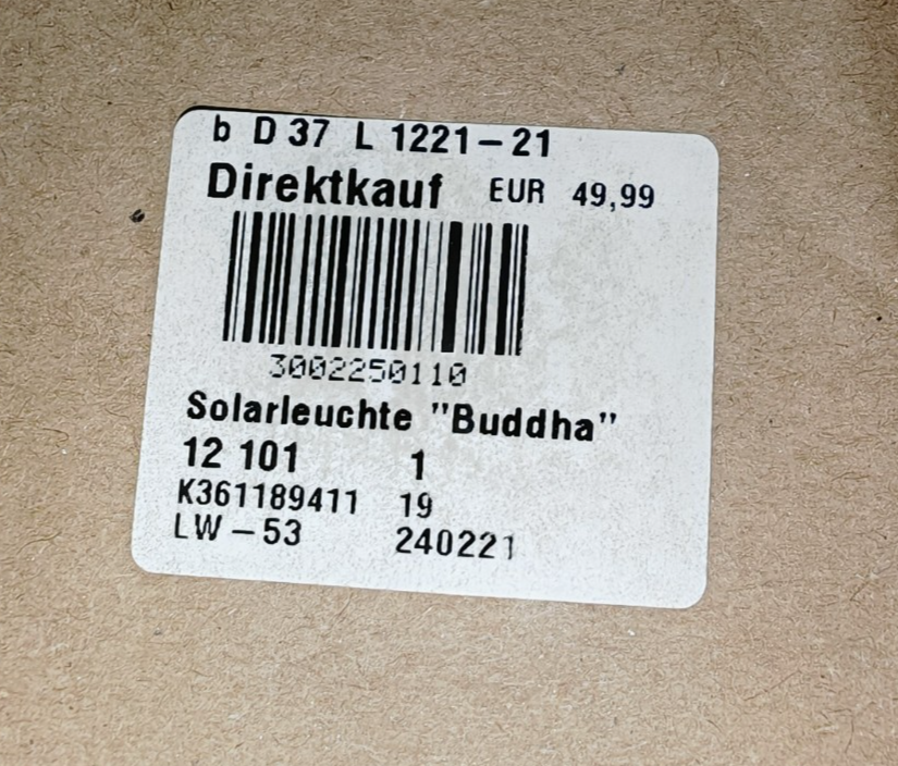 Solar Buddha Gartenfigur 38 cm LED Solarleuchte Deko Buddhakopf Casa HA18