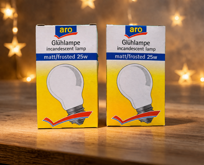 ARO Glühlampen 25W matt/frosted – 2 Stück – E27 – Neu