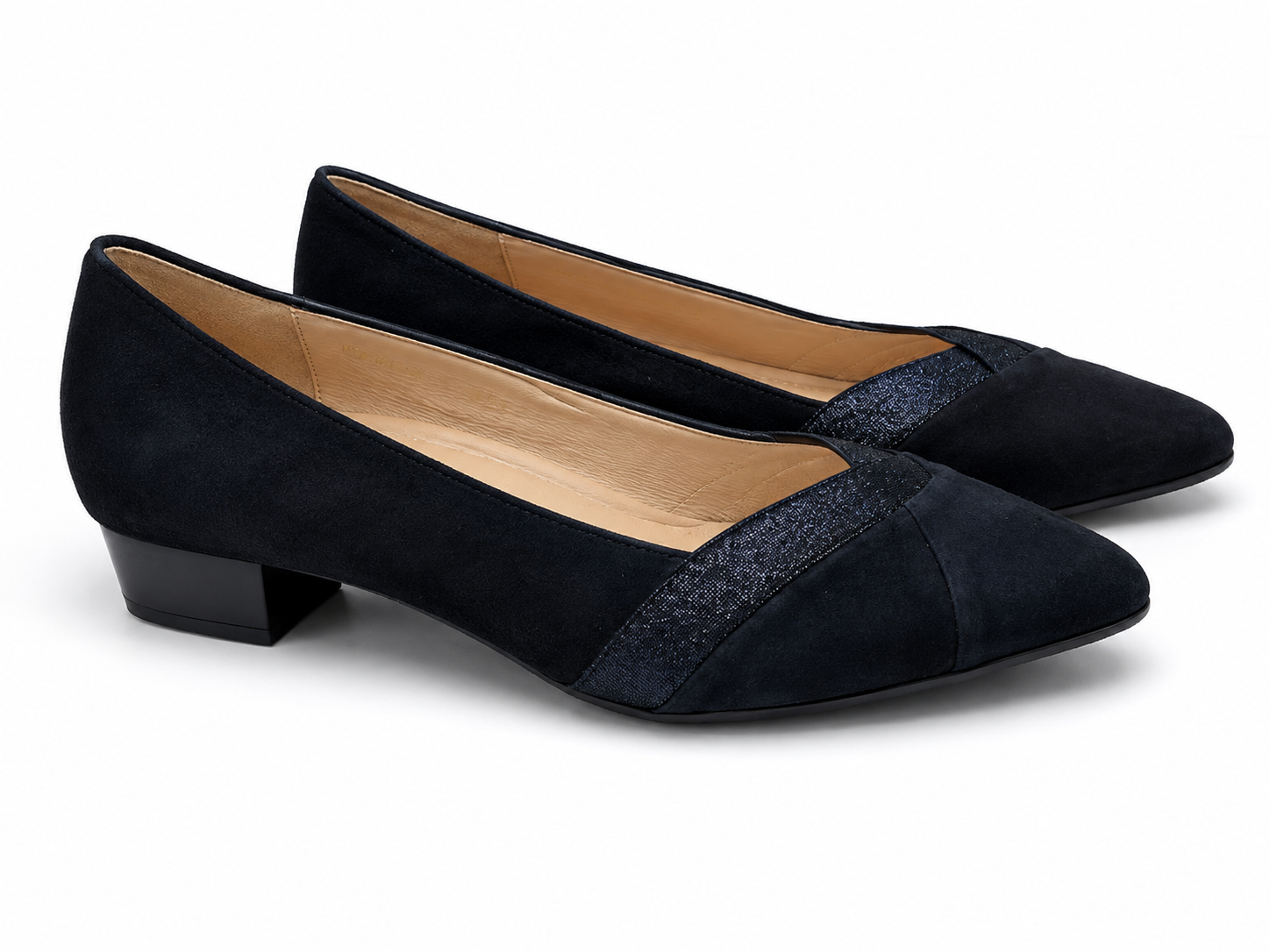 Gabor Damen Pumps Schwarz Samtchevreau Leder Gr. 38 Blockabsatz 3 cm Elegant G1