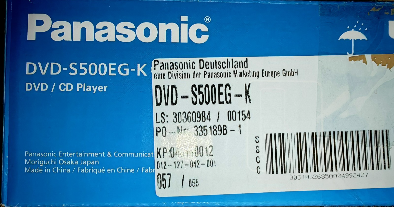 Panasonic DVD-S500EG-K DVD Player USB Scart MP3 JPEG Xvid Schwarz Player A08