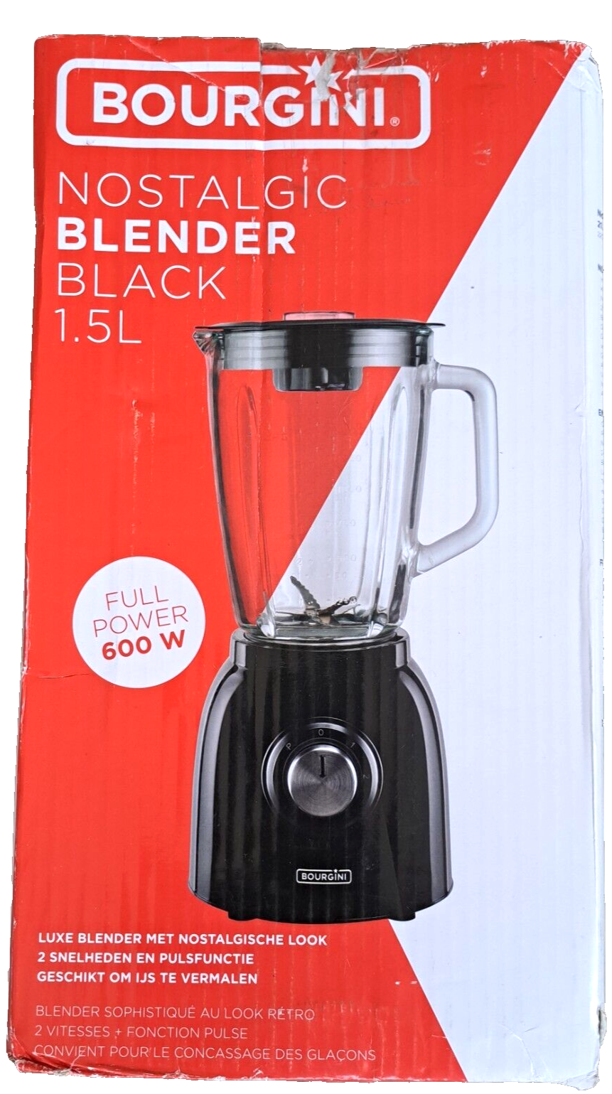 Bourgini Nostalgic Blender Black 1.5L, Mixer, Hochwertig