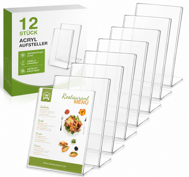 Kurtzy Tischaufsteller A6 12er Set Acryl Aufsteller Transparent Prospekt F5