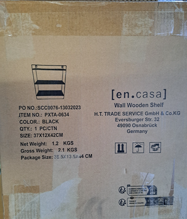 en.casa Holzregal 37x12x42 cm, 1B Ware