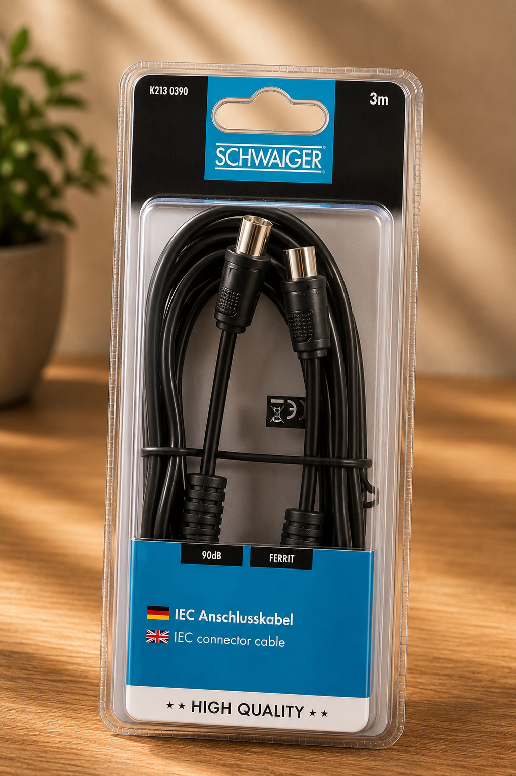 Schwaiger B2130309 IEC Anschlusskabel 3m Antennenkabel TV Kabel