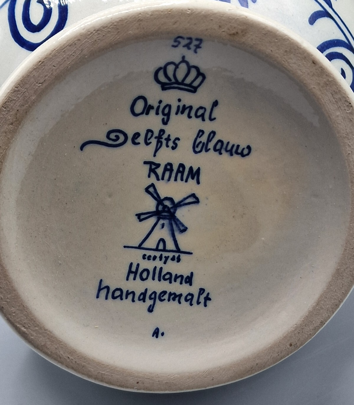 Delfts Blauw RAAM Holland Keramik Krug Vase Handgemalt Blau Weiß 527