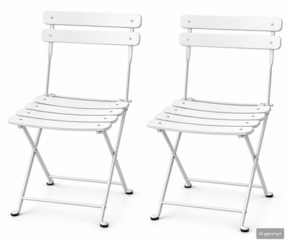 MANO Gartenstuhl 2er Set Weiß Klappstuhl Metall Balkon Terrasse Bistrostuhl  HA6
