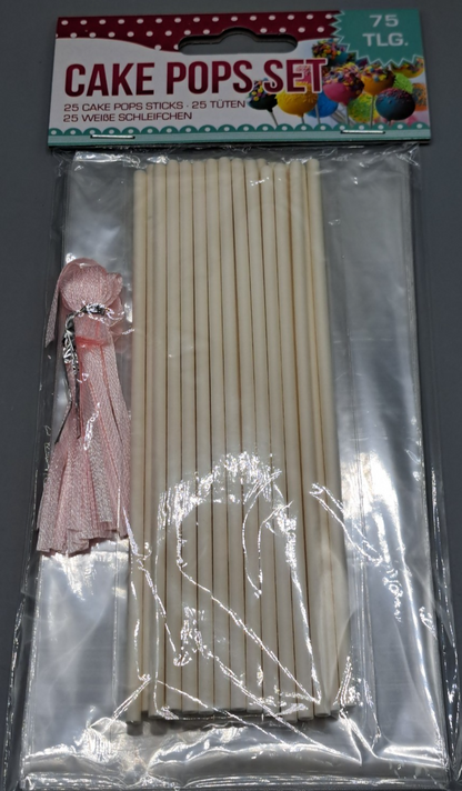 Cake Pops Set 75-teilig Backzubehör mit Sticks Tüten Schleifchen Backset DIY  B6