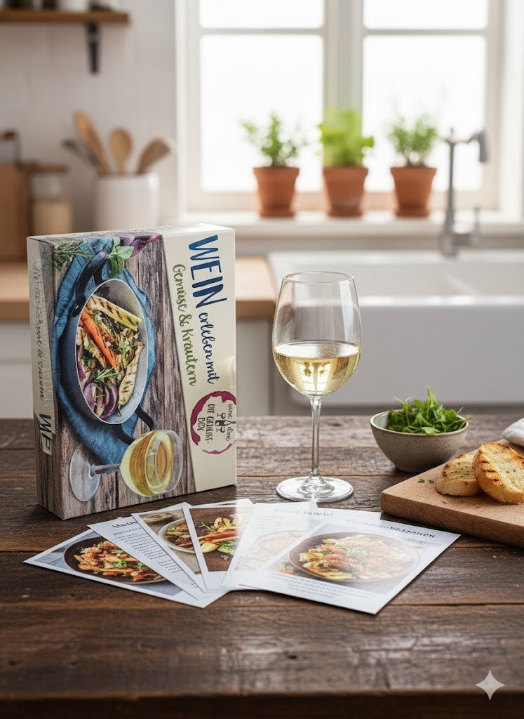 Wine & Dine Genuss-Box Gemüse & Kräuter 50 Rezeptkarten Wein Rezepte Geschenk